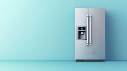 Kitchen furniture, elements set for interior creating, cartoon vector illustration. Modern refrigerators with electronic display, metal handles, magnet and note, dining table, oven and cooking hob