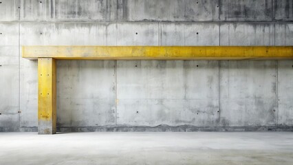 Architectural Abstract A Weathered Concrete Wall with a Bold Yellow Structural Element