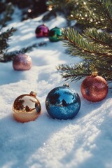 Obraz premium Christmas Ornaments in Snow