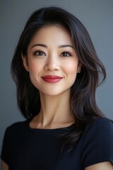 Woman in Black Dress Smiling