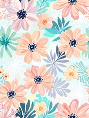 Floral Paradise: A Burst of Pastel Blooms and Lush Greenery