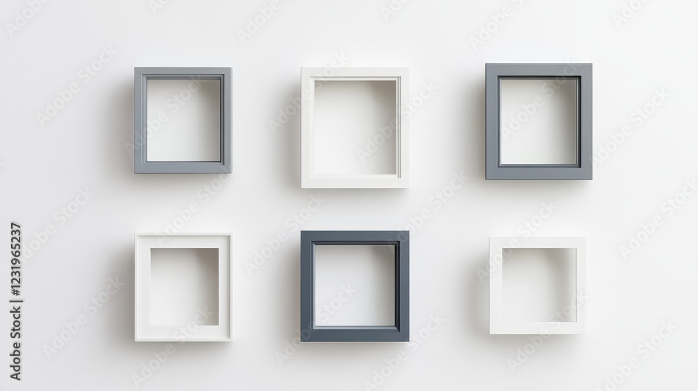 Poster square shadow box frame vector effect template. rectangle page border shade illustration set on tran