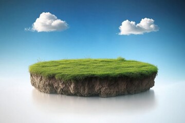 3d rendering of a circular grass podium, soil cross section, product display model