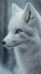 HD Phone Wallpaper Majestic Arctic Fox Portrait in Winter Snowfall Stunning Blue Eyes Fluffy Fur