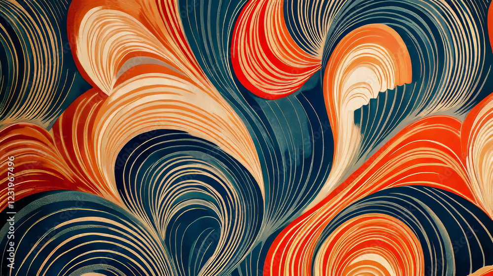 Aufkleber vector vintage seamless pattern, wallpaper with curve. repeating abstract background with curl