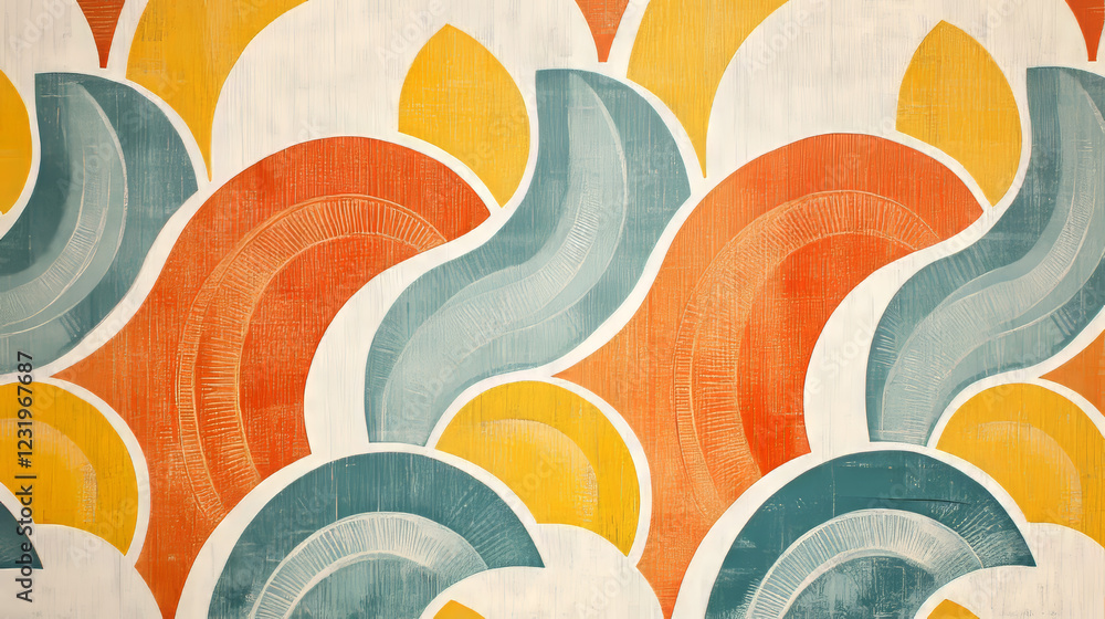 Poster vector vintage seamless pattern, wallpaper with curve. repeating abstract background with curl