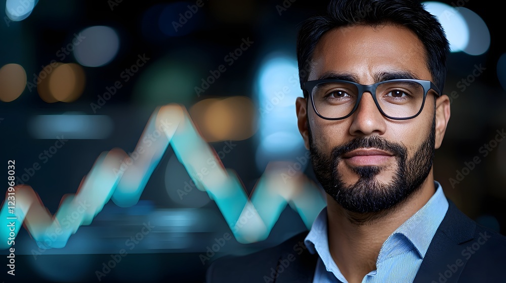 Poster glowing abstract representation of advanced business intelligence tools and analytics dashboard with