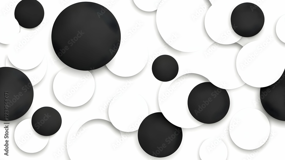 Poster abstract black and white circles pattern background for design