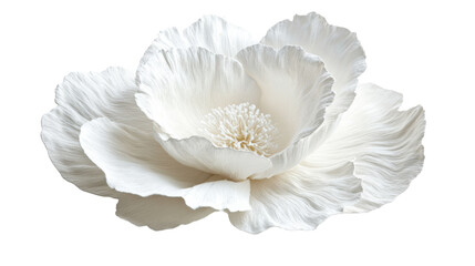 White paper flower blooming with transparent background