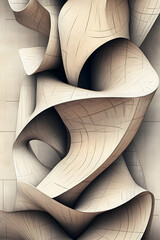 Abstract beige architectural curves, design element, modern building background, interior design concept