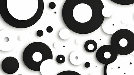 Abstract black and white circles pattern, design background