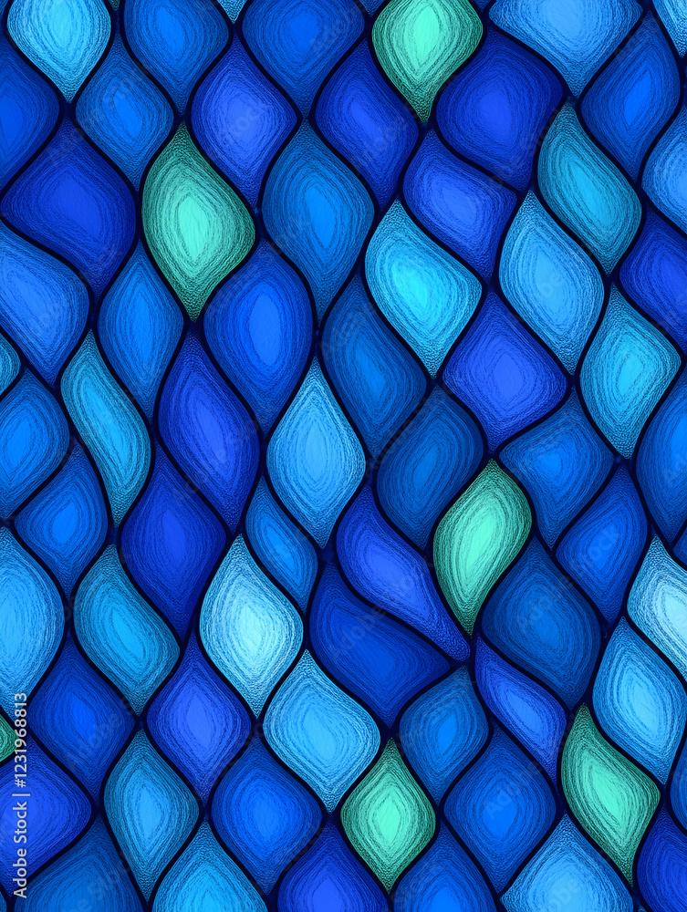 Aufkleber abstract blue and green wavy mosaic pattern; seamless texture for website background or fabric desig