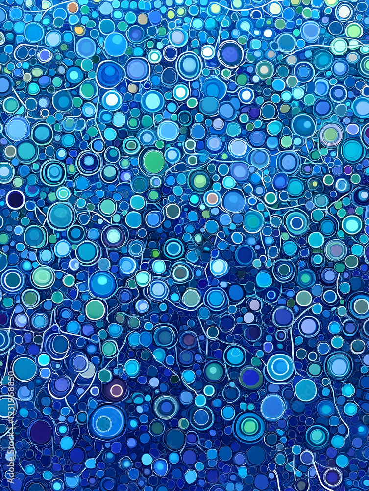 Poster abstract blue circle pattern background; design element for website or print