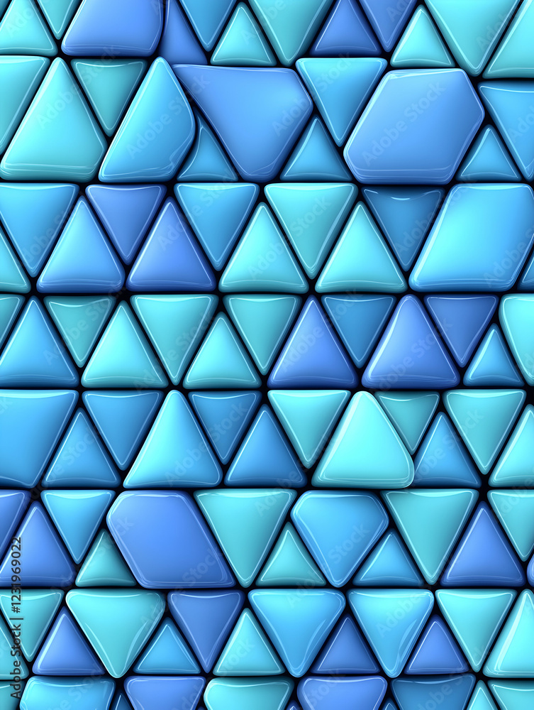 Poster abstract blue triangle pattern background; geometric texture design for websites, presentations