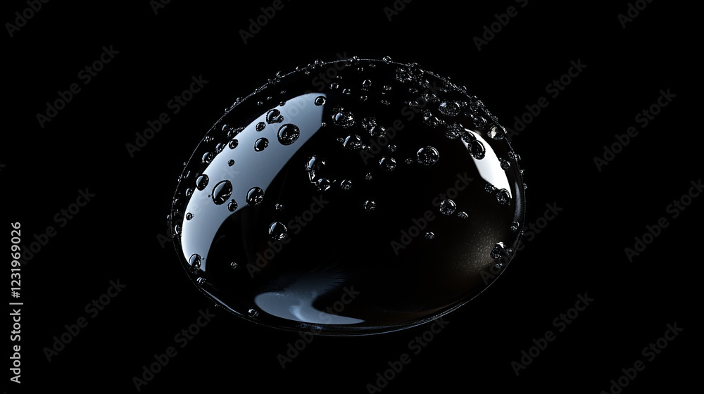 Aufkleber realistic condensation water drop on black background. wet bubble effect texture on glass surface ve
