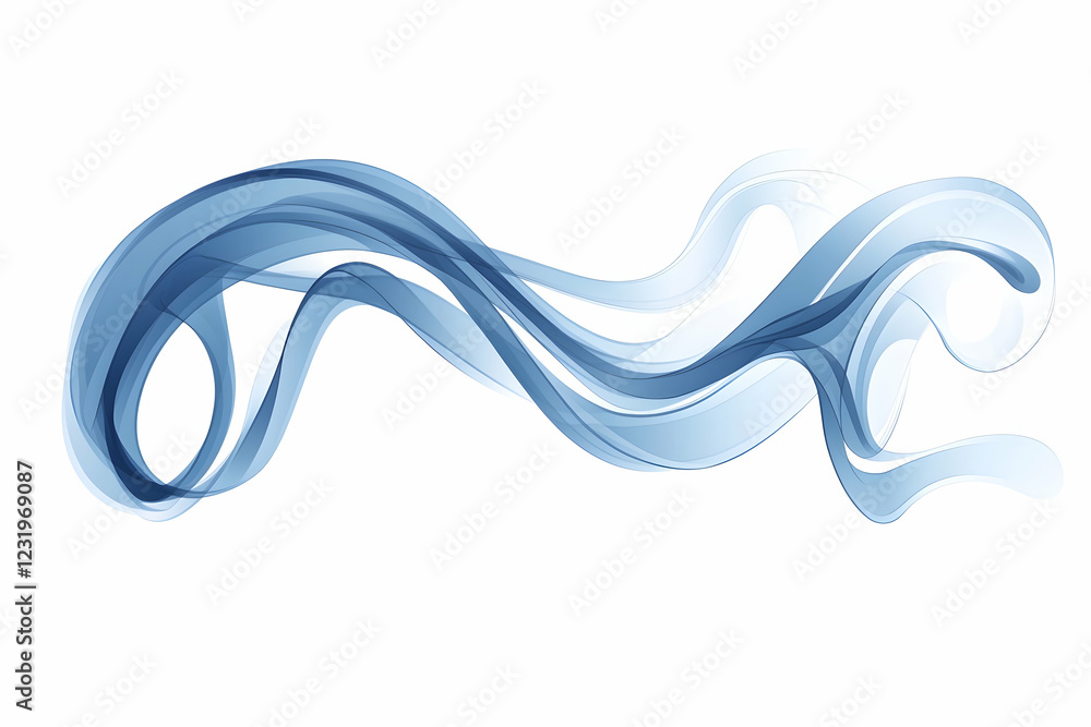 Aufkleber abstract blue wave design element; flowing curves on white background; graphic design resource for w