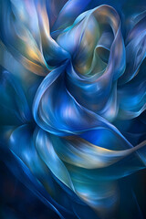 Obraz premium Abstract blue silk swirl, flowing fabric, dark background, elegant design, ideal for website banners