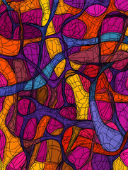 Abstract colorful network design, vibrant lines and shapes, modern art background, ideal for website design