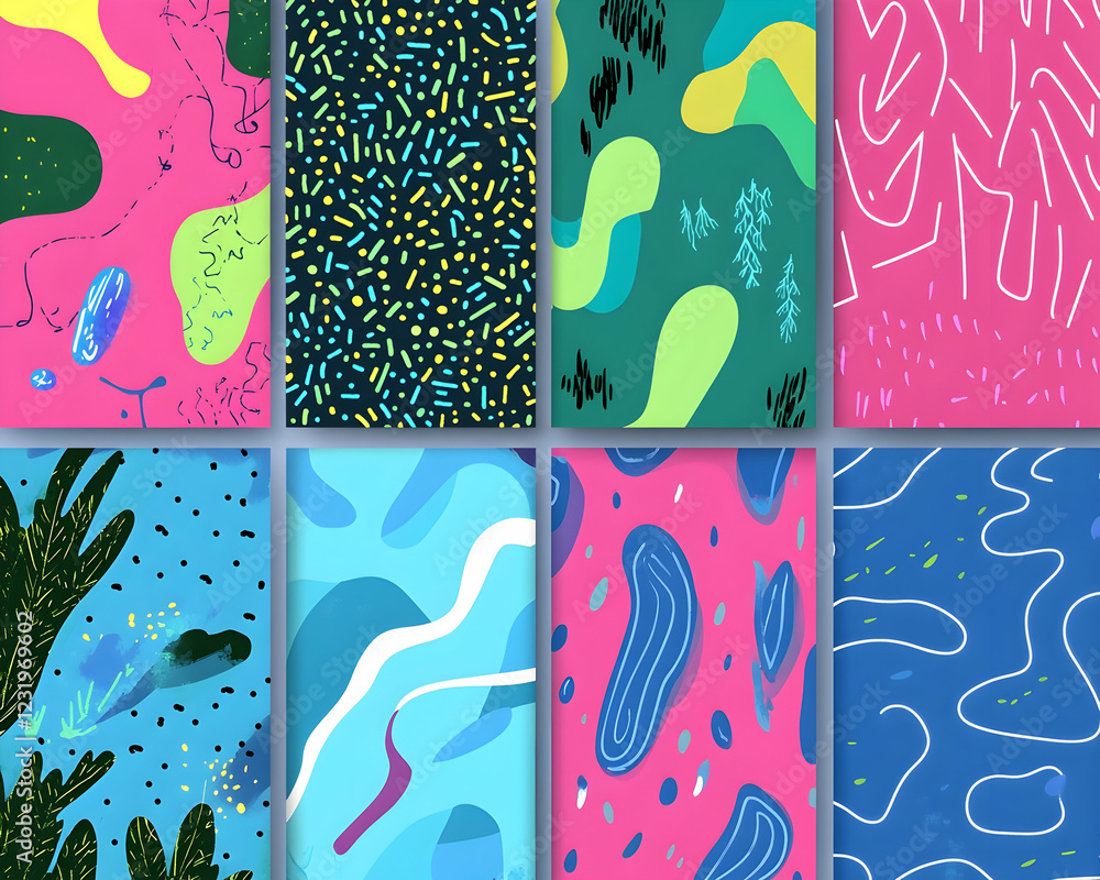 Aufkleber abstract colorful patterns; design textures; digital art; background for website or app