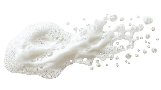 White foam splashing and pouring with transparent background