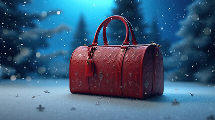 Christmas luxury handbag campaign, snow