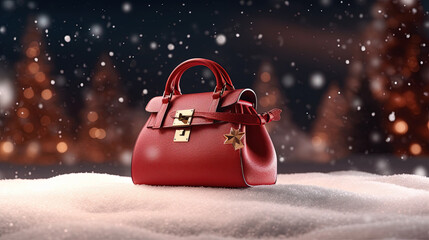 Christmas luxury handbag campaign, snow