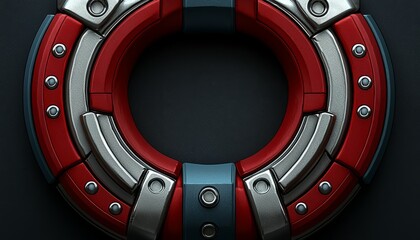 Naklejka premium Abstract Red and Silver Circular Mechanical Design