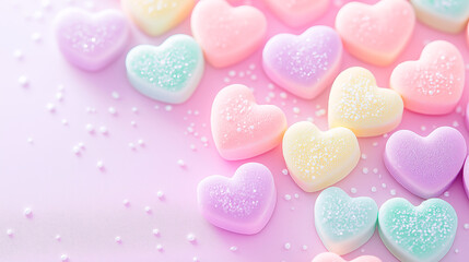 Obraz premium pastel heart pills in sugar candy, medicine athmsphere
