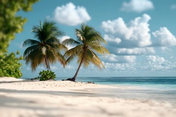 Obraz premium palm tree on the beach , Generative AI 