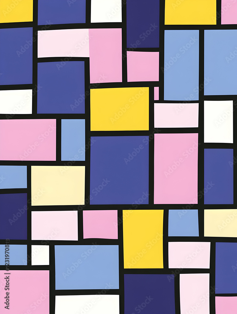 Poster abstract geometric pastel pattern; colorful rectangles; design background; website, textile print