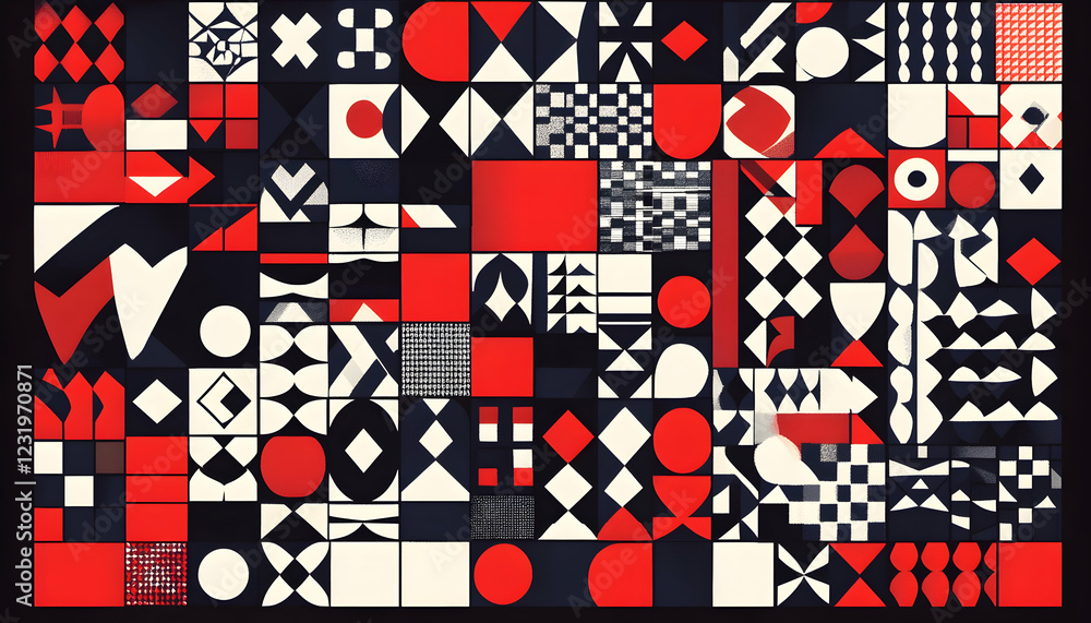 Poster abstract geometric red and white pattern design, digital art background for modern website or presen