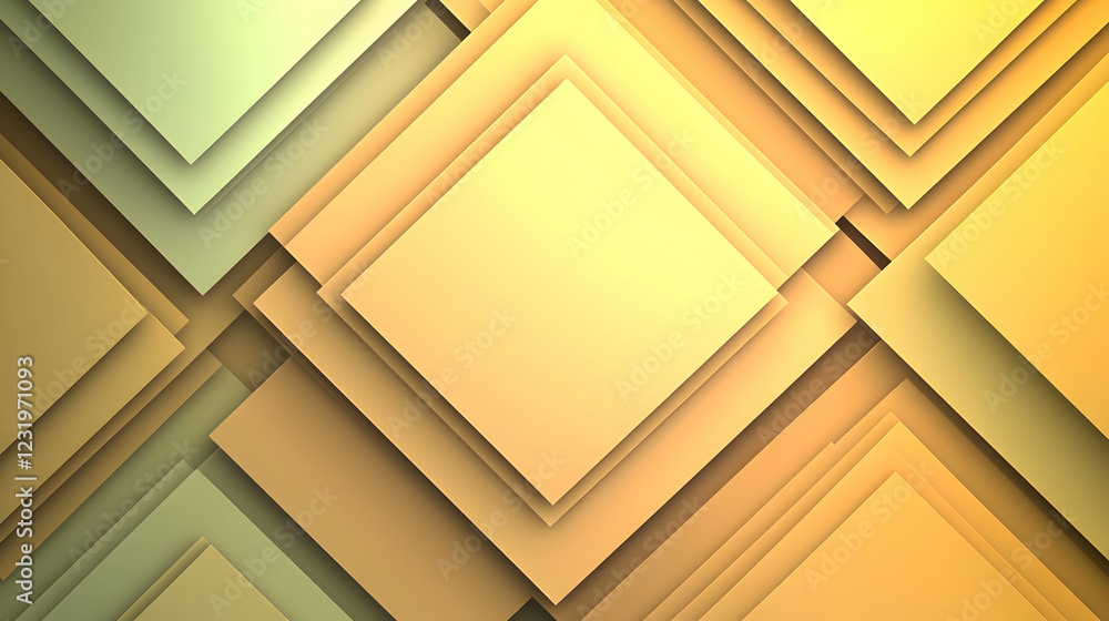 Poster abstract gold and green square pattern background for design