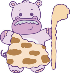 Cute hippo vector icon. Funny baby hippo animal series stock illustration. life of fluffy hippo designs.