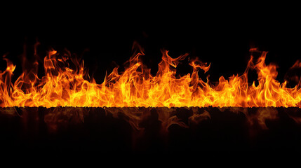 Fire flames on black background