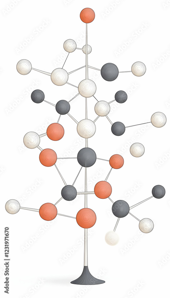Poster abstract network tree structure; connection, growth, system; white background; for technology, scien