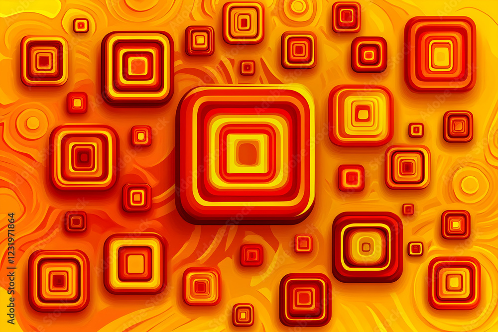 Poster abstract orange and red squares pattern background. perfect for website design or presentation