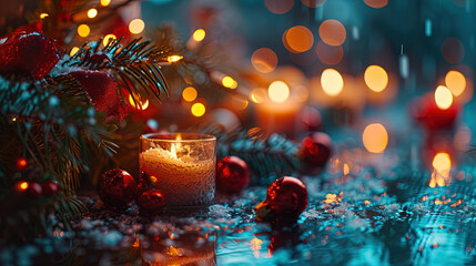 Christmas, candles, presents, rainbow colors