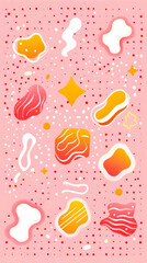 Naklejka premium Abstract pink background with orange and red shapes, perfect for phone wallpaper or social media
