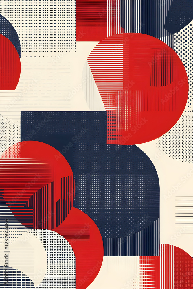 Aufkleber abstract red and blue geometric shapes overlap, creating a dynamic design; ideal for website backgro