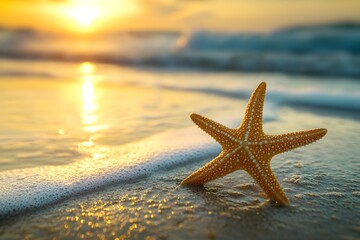 Fototapeta na wymiar starfish on the beach , Generative AI 