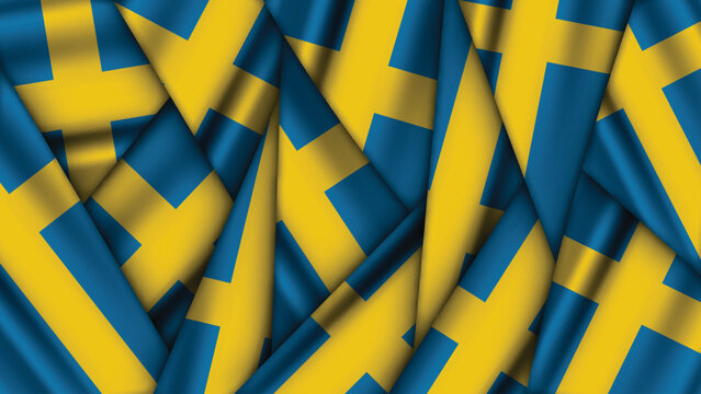 Set of SWEDEN Flags Stacked on Top of Each Other - Powered by Adobe