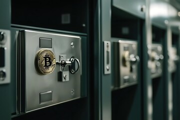 Bitcoin Cryptocurrency Secured in a Bank Vault