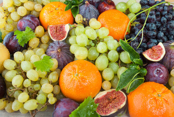 Season fruit background. Fresh Fruit mix