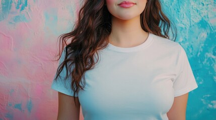 Woman posing in white t-shirt