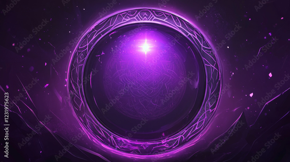 Poster deco frame for ui game. medieval fantasy button for luxury interface. magic islamic neon rectangle b