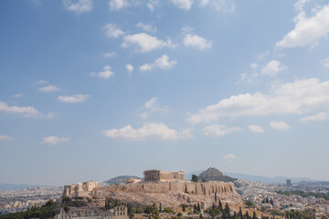 Panoramic view of Athens and Acropolis hill, Greece
