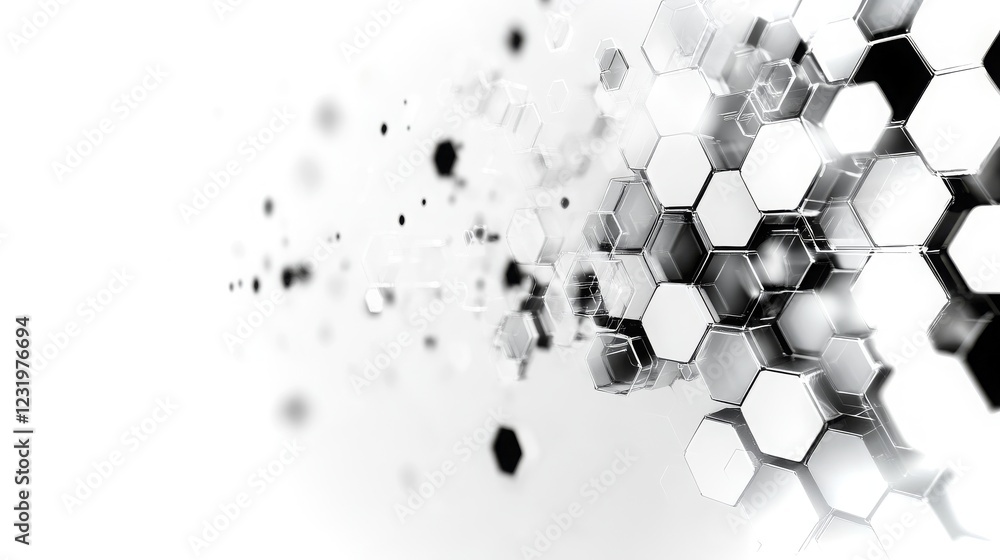 Poster abstract representation of interconnected hexagonal shapes in high-resolution digital design