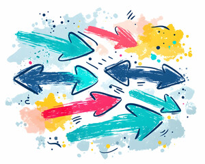 Colorful arrows crisscrossing, abstract background, design element, for website or presentation