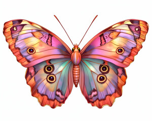Colorful butterfly isolated on white background, perfect for nature designs or greeting cards