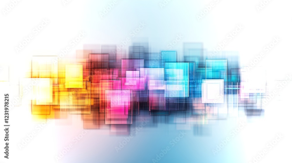 Aufkleber colorful abstract patterns in digital art display at a contemporary gallery setting
